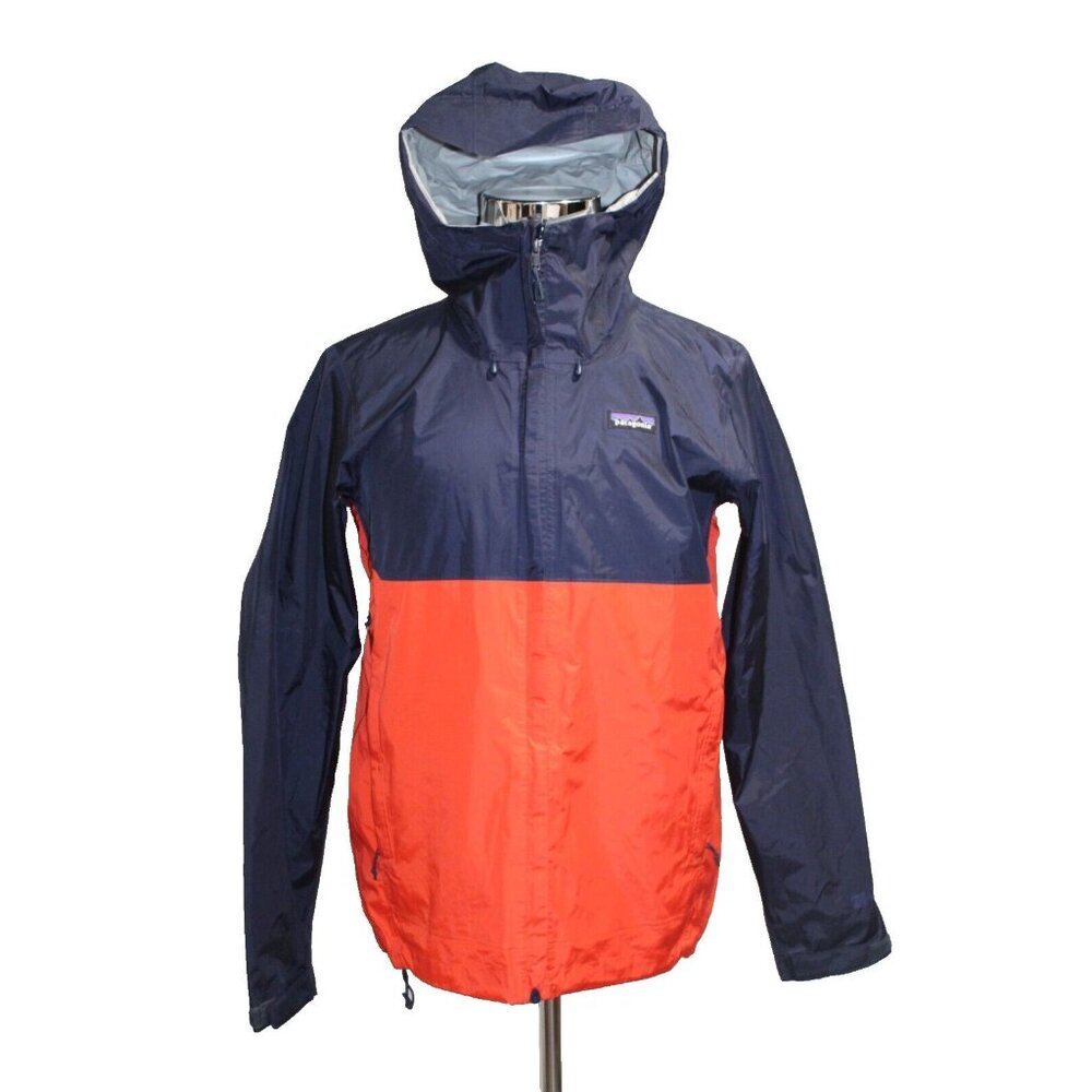 Mens Patagonia Torrentshell Full Zip Rain Jacket Blue Orange Men's Medium